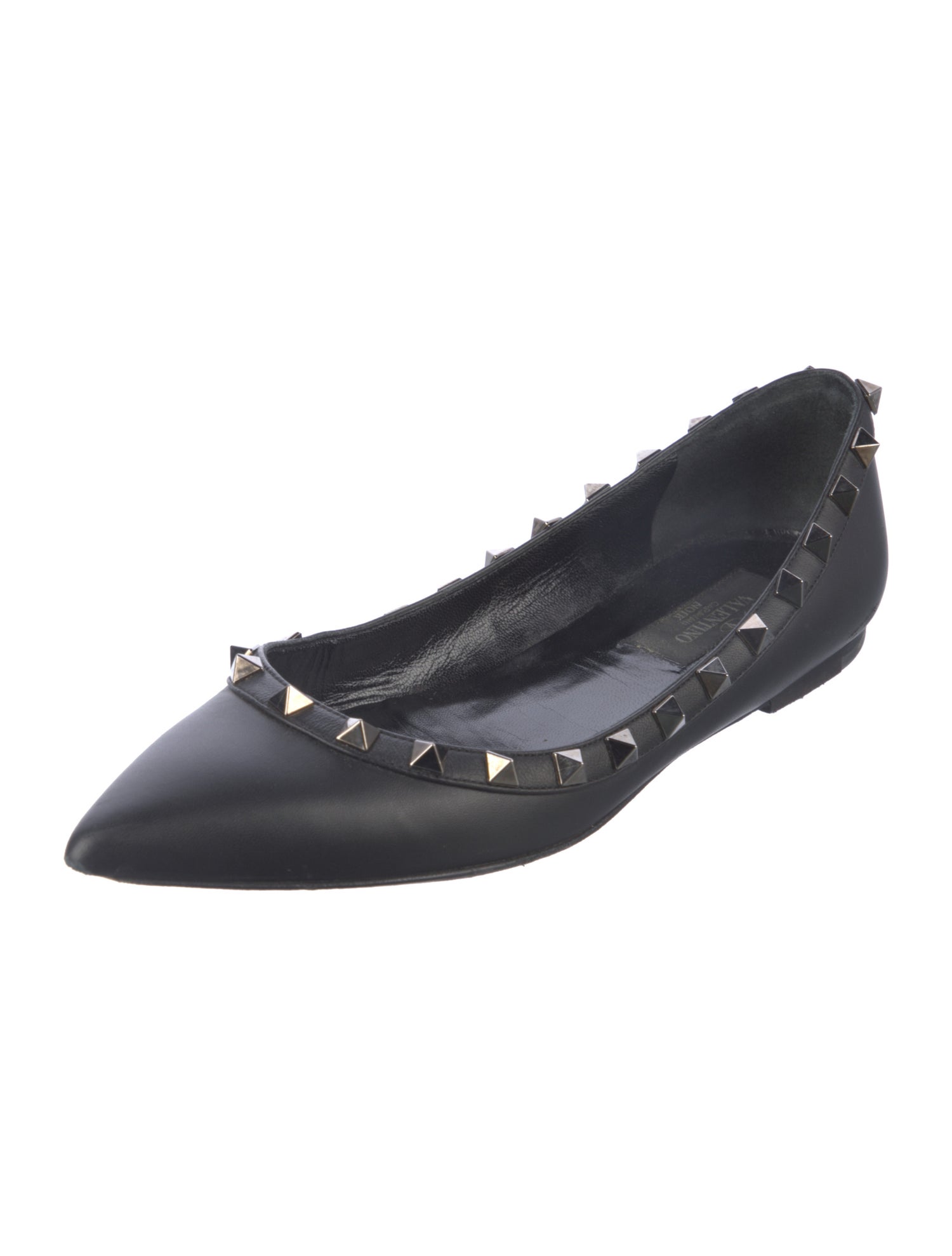 Valentino Rockstud Accents Leather Ballet Flats